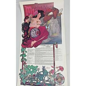 Vtg 1977 Scorpio Zodiac Poster Astrology Art Print Wall Decor 70s Retro RARE HTF